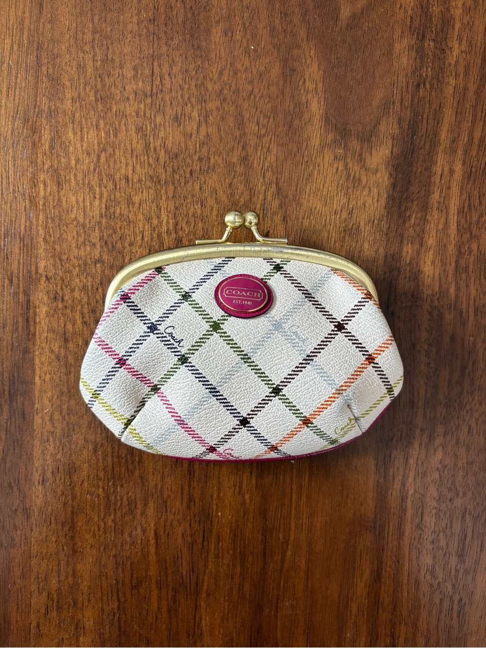 Rare Vintage Y2k Coach Plaid Kisslock Coin Purse